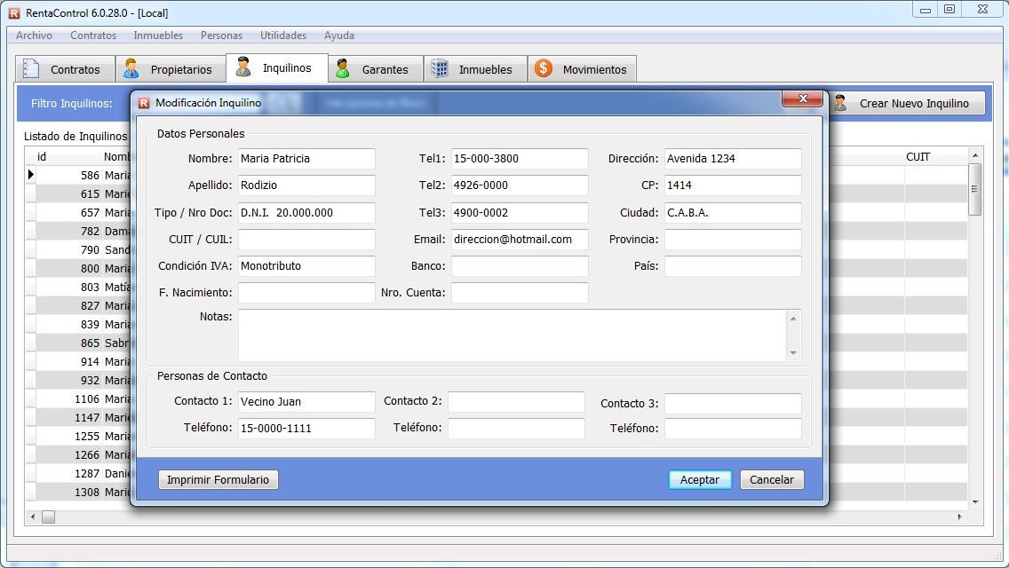 Captura 3 - Sistema RentaControl